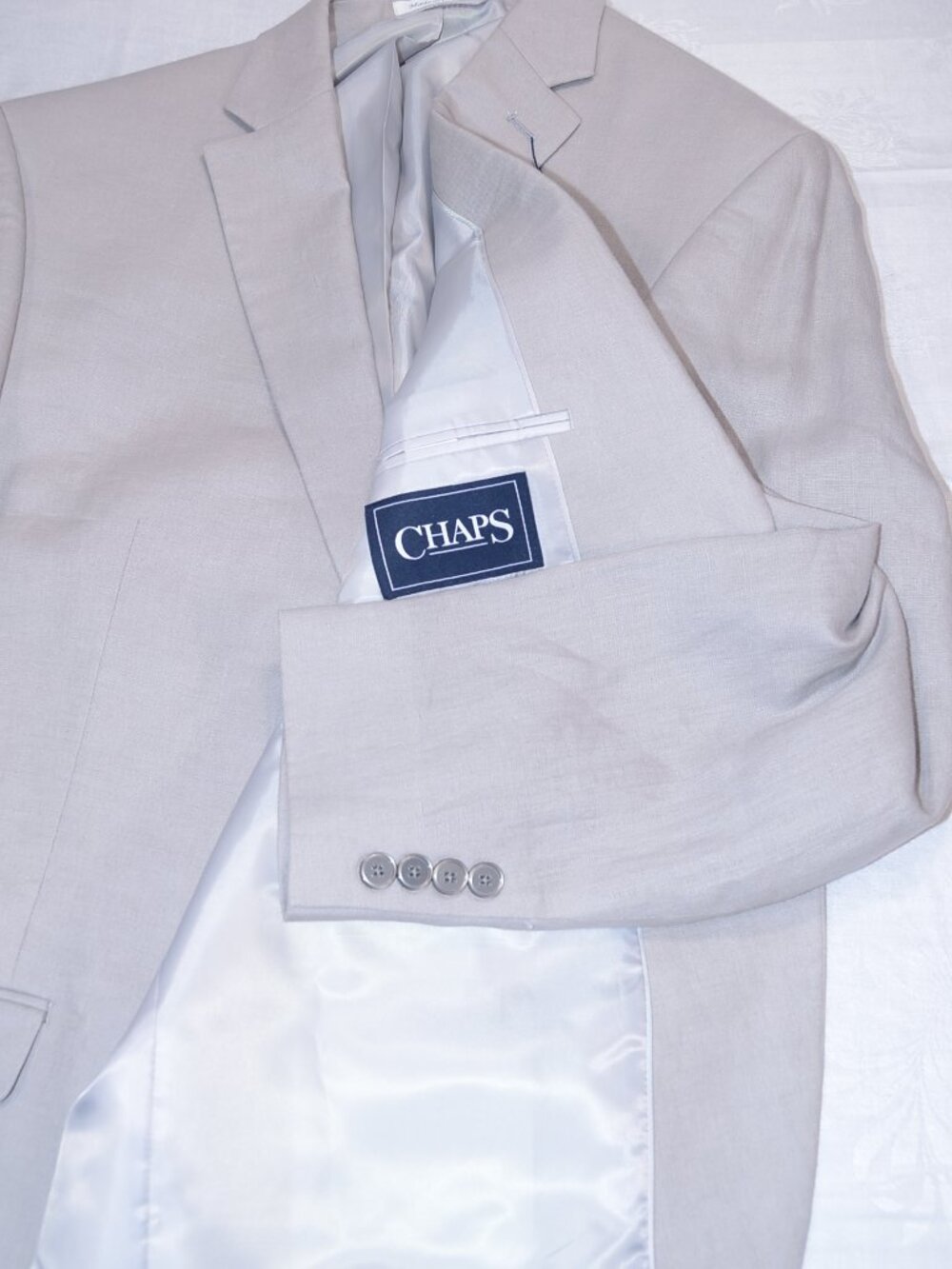 Chaps Ralph Lauren Linen Sport Coat Stone/Oatmeal 48R - Picture 3 of 7
